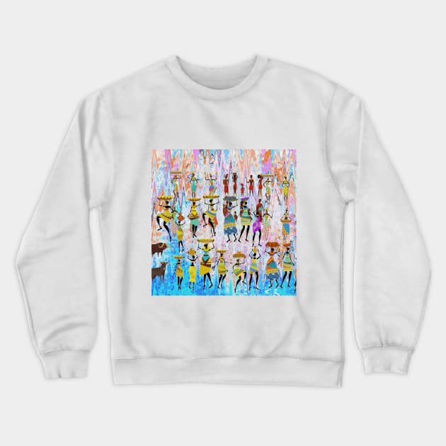 African Village Crewneck Sweatshirt by walil designer